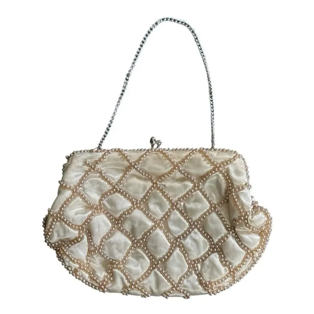VTG Beaded Purse Bag by Debbie Made‎ in Japan Flapper Night Out Chain READ